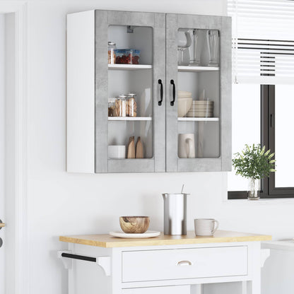 Wall Glass Cabinet LUCCA 2 pcs Concrete Grey 40 x 31 x 80 cm