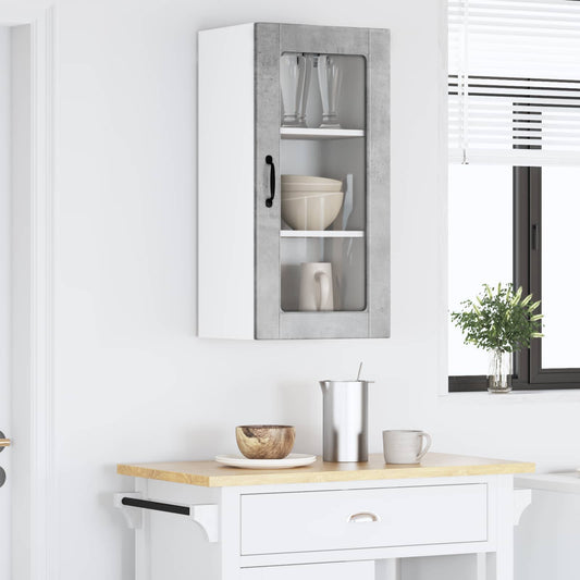 Wall Glass Cabinet LUCCA 2 pcs Concrete Grey Engineered Wood