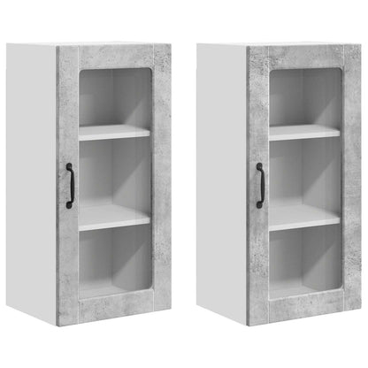 Wall Glass Cabinet LUCCA 2 pcs Concrete Grey 40 x 31 x 80 cm