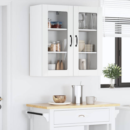 Wall Glass Cabinet LUCCA 2 pcs High Gloss White 40 x 31 x 80 cm