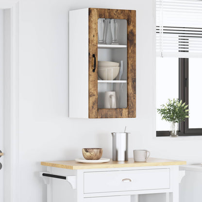 Wall Glass Cabinet LUCCA Smoked Oak 40 x 31 x 80 cm
