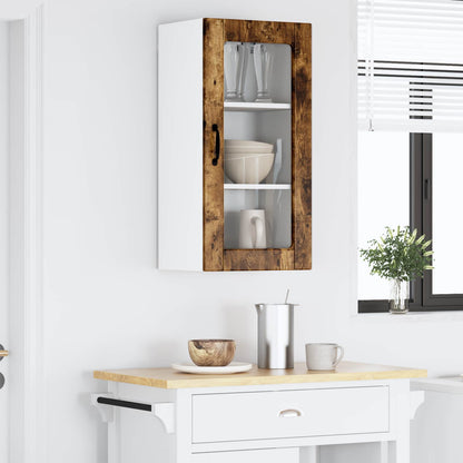 Wall Glass Cabinet LUCCA Smoked Oak 40 x 31 x 80 cm