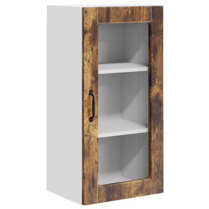 Wall Glass Cabinet LUCCA Smoked Oak 40 x 31 x 80 cm