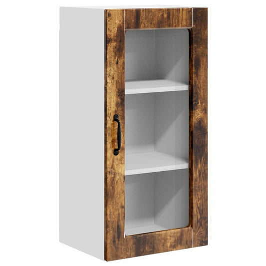 Wall Glass Cabinet LUCCA Smoked Oak 40 x 31 x 80 cm