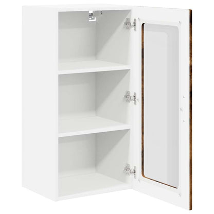Wall Glass Cabinet LUCCA Smoked Oak 40 x 31 x 80 cm