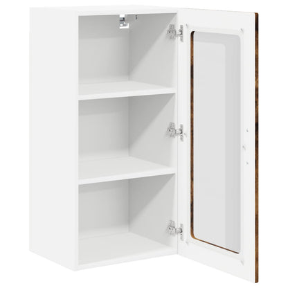 Wall Glass Cabinet LUCCA Smoked Oak 40 x 31 x 80 cm