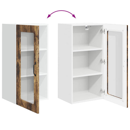 Wall Glass Cabinet LUCCA Smoked Oak 40 x 31 x 80 cm