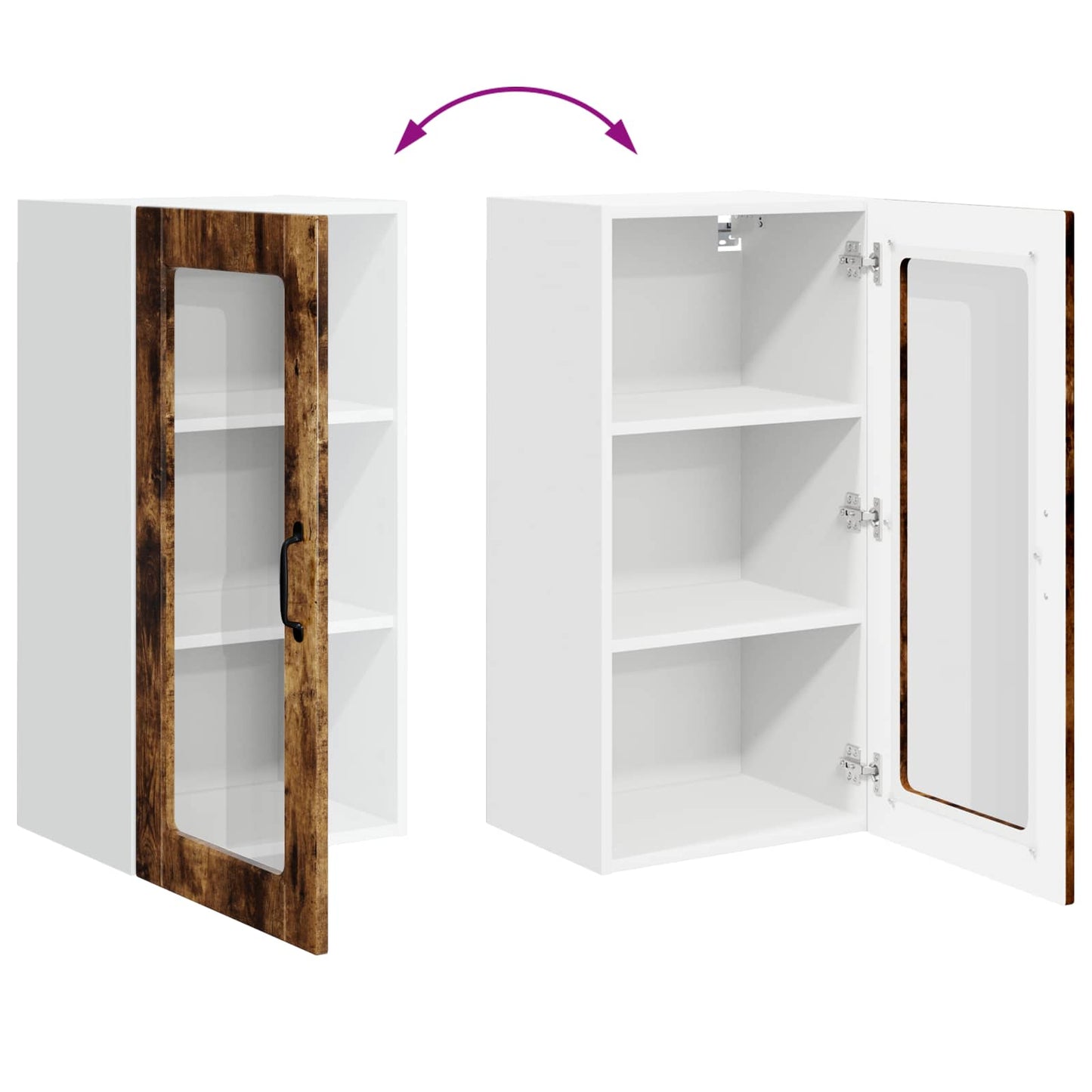 Wall Glass Cabinet LUCCA Smoked Oak 40 x 31 x 80 cm
