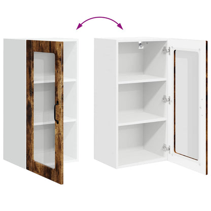 Wall Glass Cabinet LUCCA Smoked Oak 40 x 31 x 80 cm