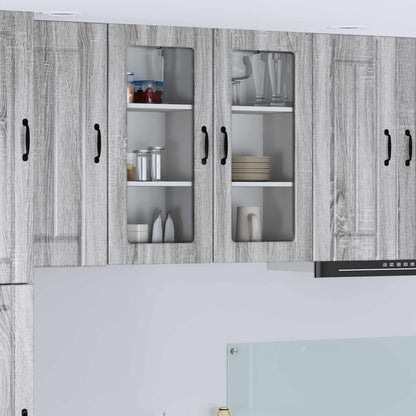 Wall Glass Cabinet LUCCA Grey Sonoma 40 x 31 x 80 cm