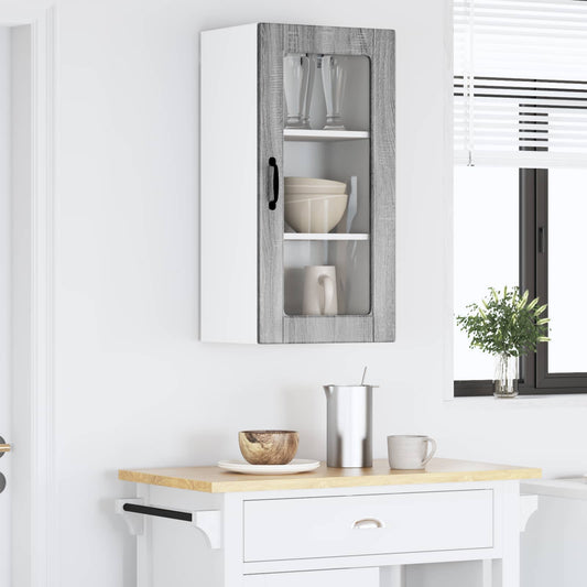 Wall Glass Cabinet LUCCA Grey Sonoma 40 x 31 x 80 cm
