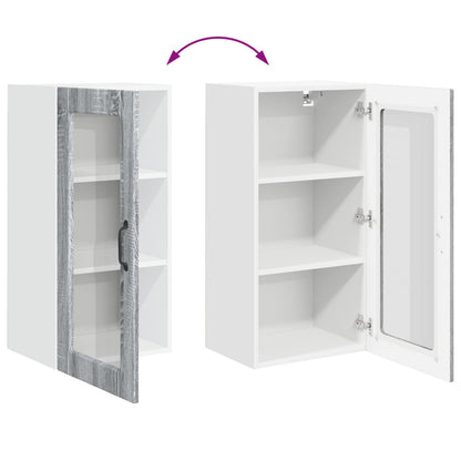 Wall Glass Cabinet LUCCA Grey Sonoma 40 x 31 x 80 cm