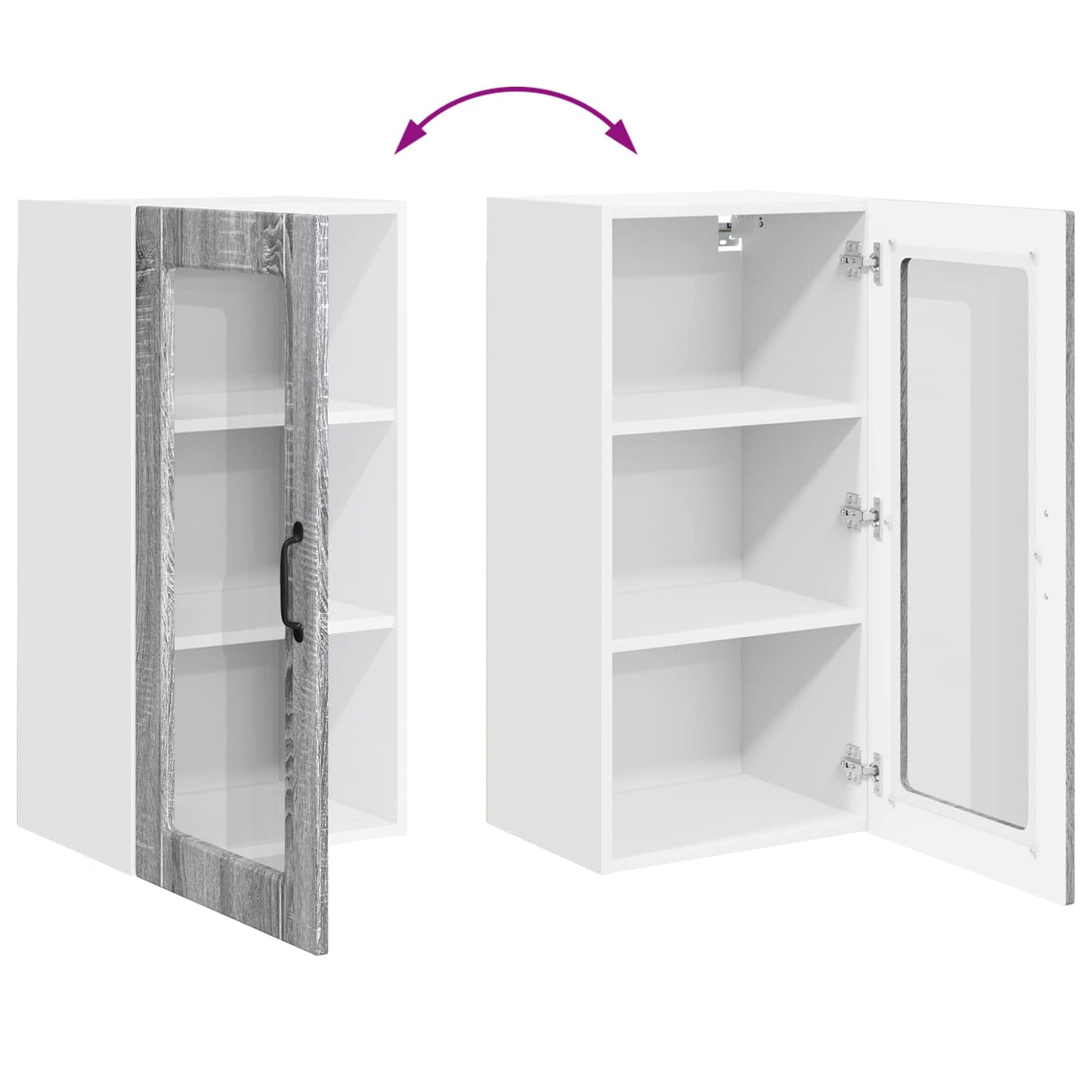 Wall Glass Cabinet LUCCA Grey Sonoma 40 x 31 x 80 cm