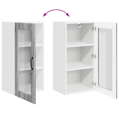 Wall Glass Cabinet LUCCA Grey Sonoma 40 x 31 x 80 cm