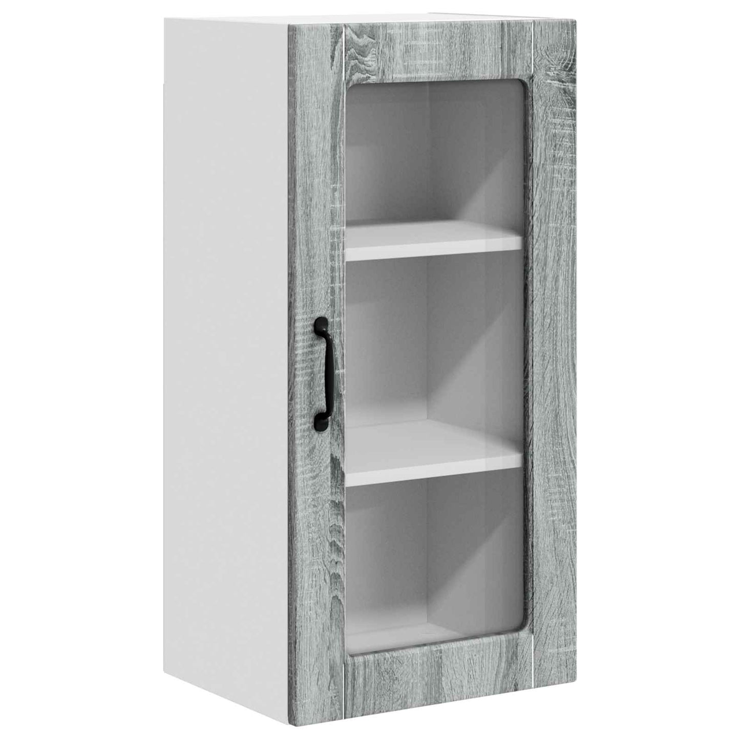 Wall Glass Cabinet LUCCA 2 pcs Grey Sonoma Engineered Wood