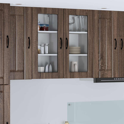 Wall Glass Cabinet LUCCA Brown Oak 40 x 31 x 80 cm