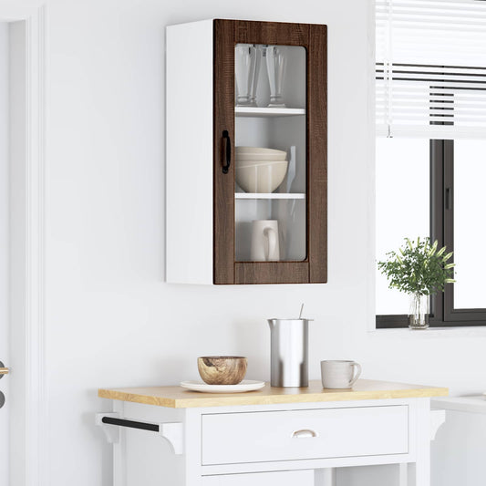 Wall Glass Cabinet LUCCA Brown Oak 40 x 31 x 80 cm