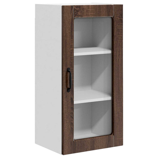 Wall Glass Cabinet LUCCA Brown Oak 40 x 31 x 80 cm