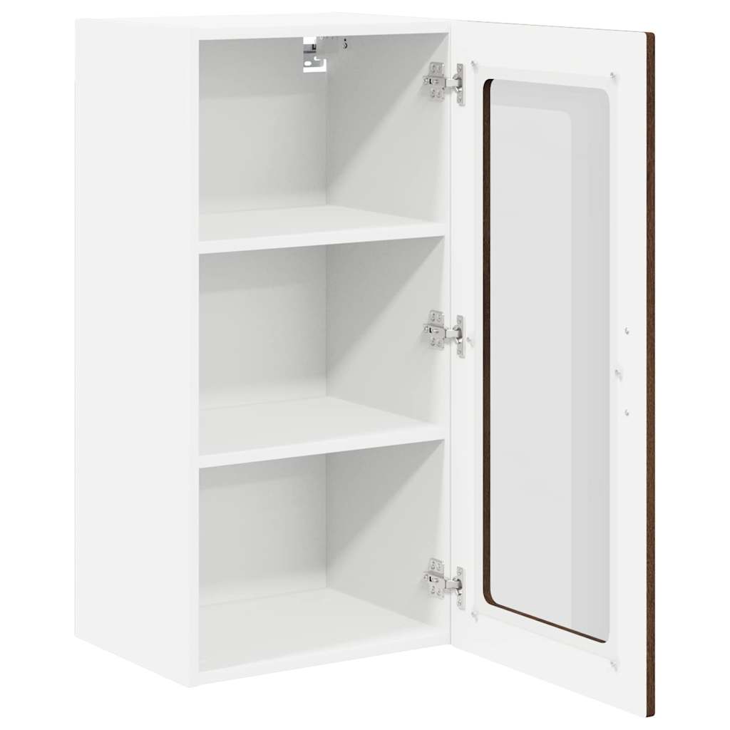 Wall Glass Cabinet LUCCA Brown Oak 40 x 31 x 80 cm