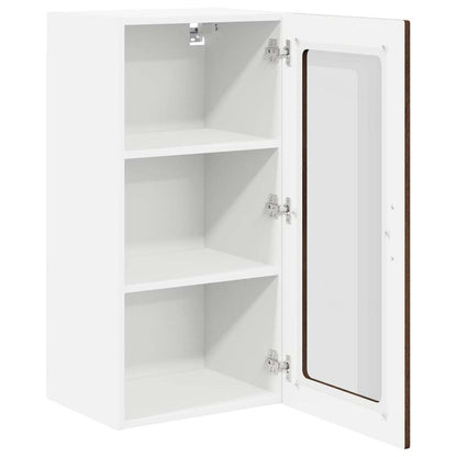 Wall Glass Cabinet LUCCA Brown Oak 40 x 31 x 80 cm