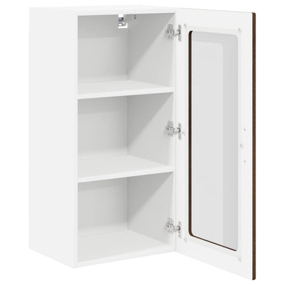 Wall Glass Cabinet LUCCA Brown Oak 40 x 31 x 80 cm
