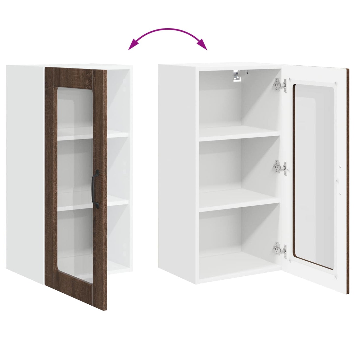 Wall Glass Cabinet LUCCA Brown Oak 40 x 31 x 80 cm