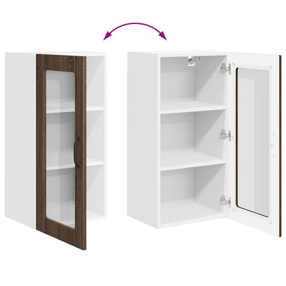 Wall Glass Cabinet LUCCA Brown Oak 40 x 31 x 80 cm