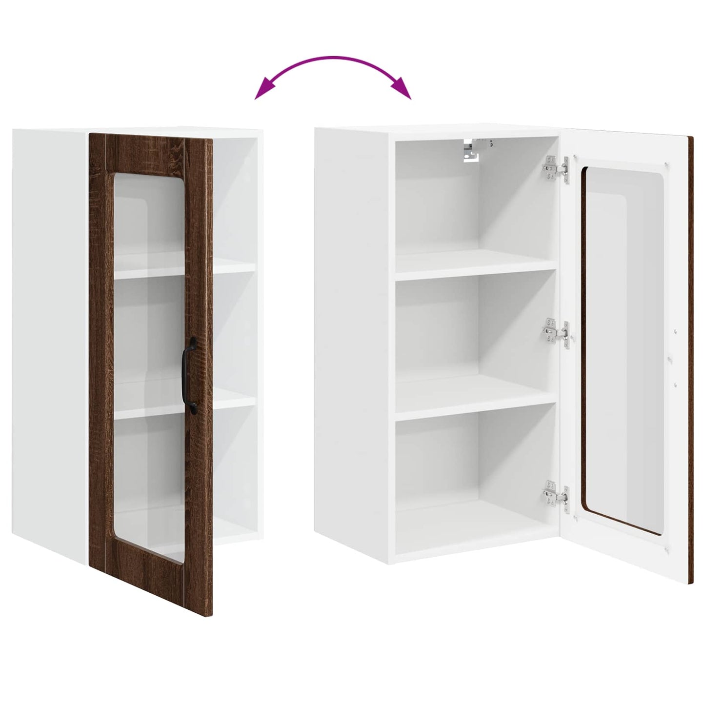 Wall Glass Cabinet LUCCA Brown Oak 40 x 31 x 80 cm