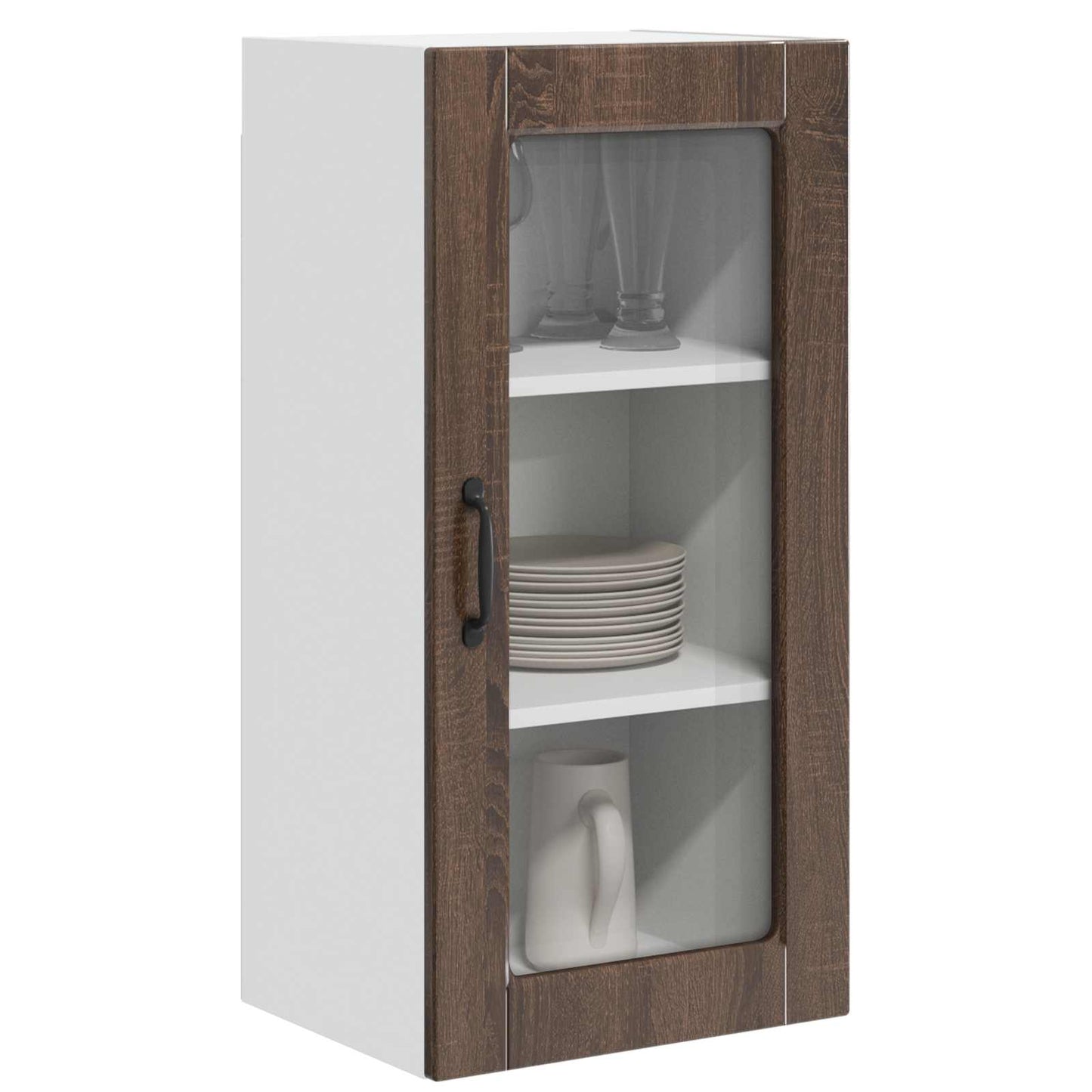 Wall Glass Cabinet LUCCA Brown Oak 40 x 31 x 80 cm