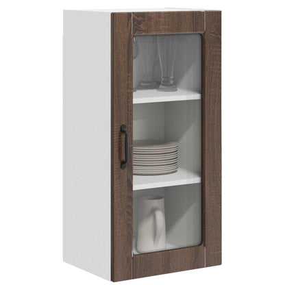Wall Glass Cabinet LUCCA Brown Oak 40 x 31 x 80 cm