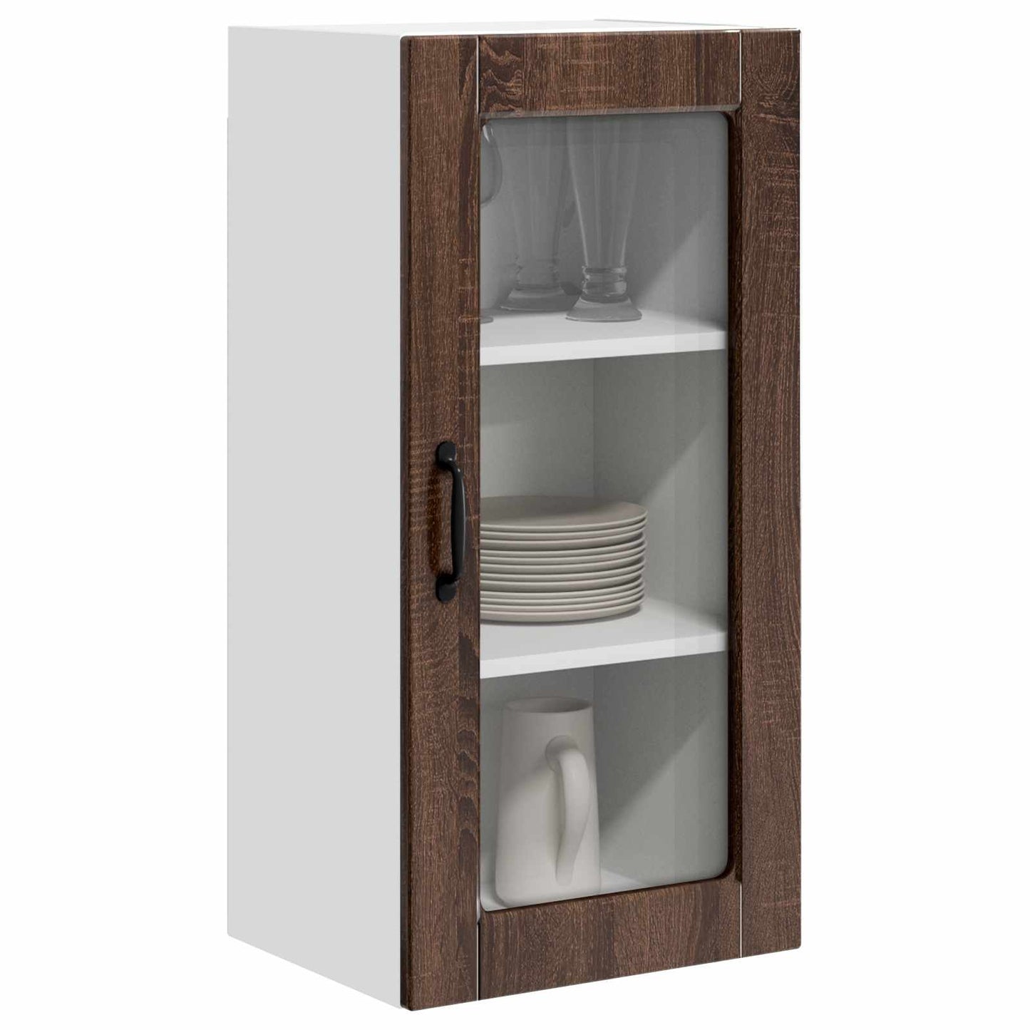 Wall Glass Cabinet LUCCA Brown Oak 40 x 31 x 80 cm