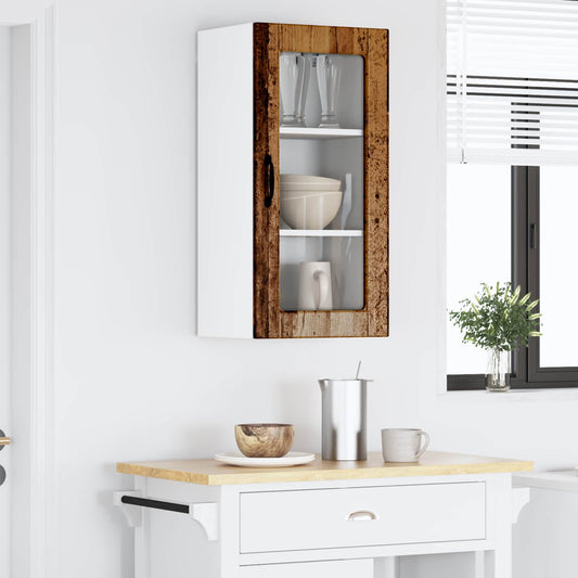 Wall Glass Cabinet LUCCA Old Wood 40 x 31 x 80 cm