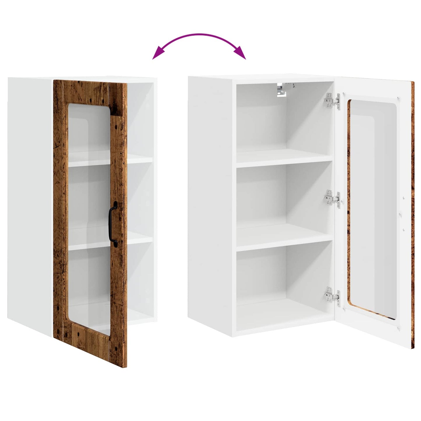 Wall Glass Cabinet LUCCA Old Wood 40 x 31 x 80 cm