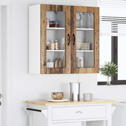 Wall Glass Cabinet LUCCA 2 pcs Old Wood 40 x 31 x 80 cm