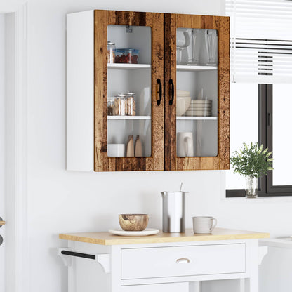 Wall Glass Cabinet LUCCA 2 pcs Old Wood Engineered Wood