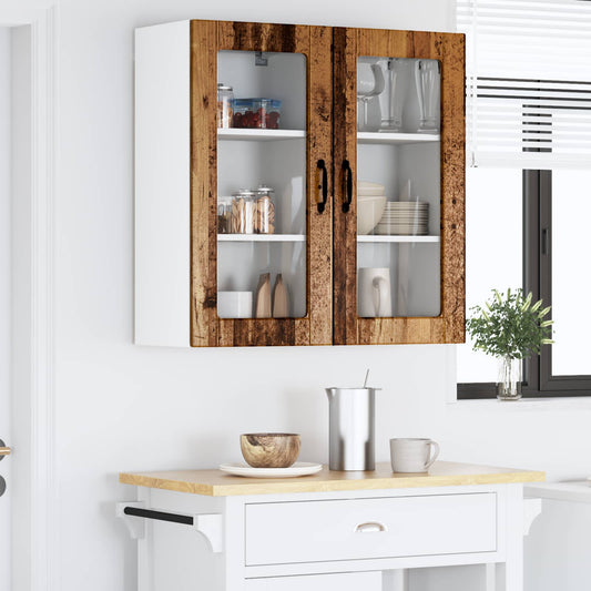 Wall Glass Cabinet LUCCA 2 pcs Old Wood Engineered Wood