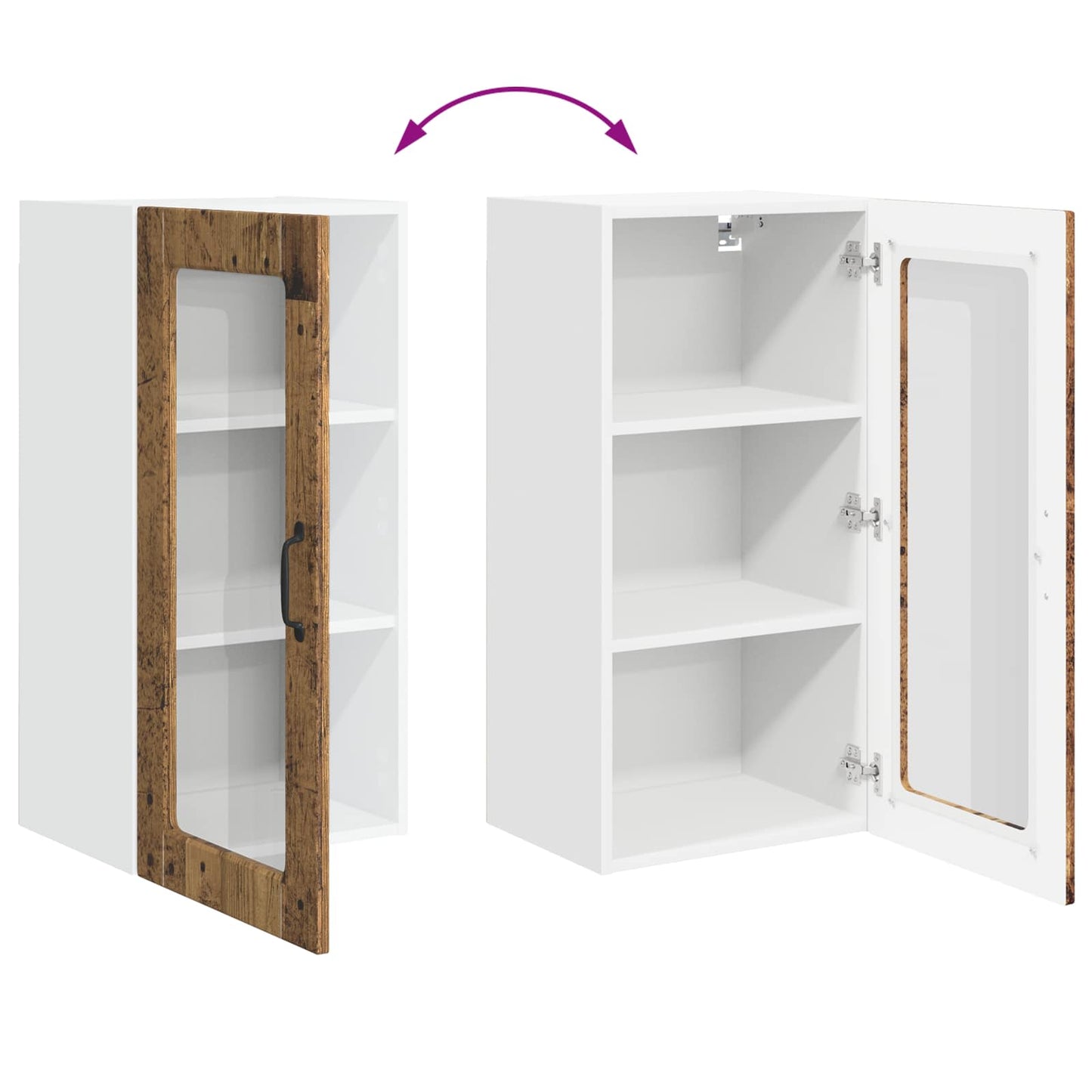Wall Glass Cabinet LUCCA 2 pcs Old Wood 40 x 31 x 80 cm