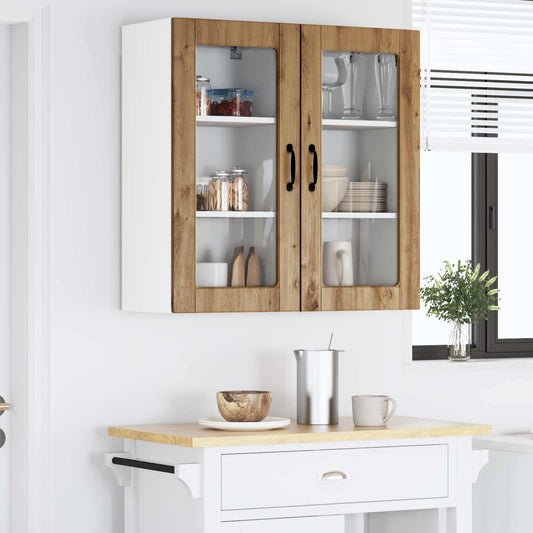 Wall Glass Cabinet LUCCA 2 pcs Artisan Oak Engineered Wood