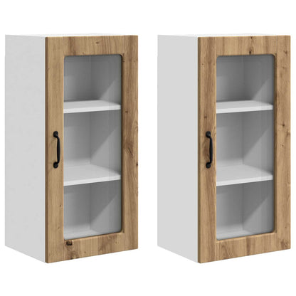 Wall Glass Cabinet LUCCA 2 pcs Artisan Oak Engineered Wood