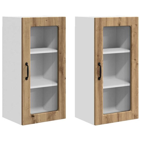Wall Glass Cabinet LUCCA 2 pcs Artisan Oak Engineered Wood
