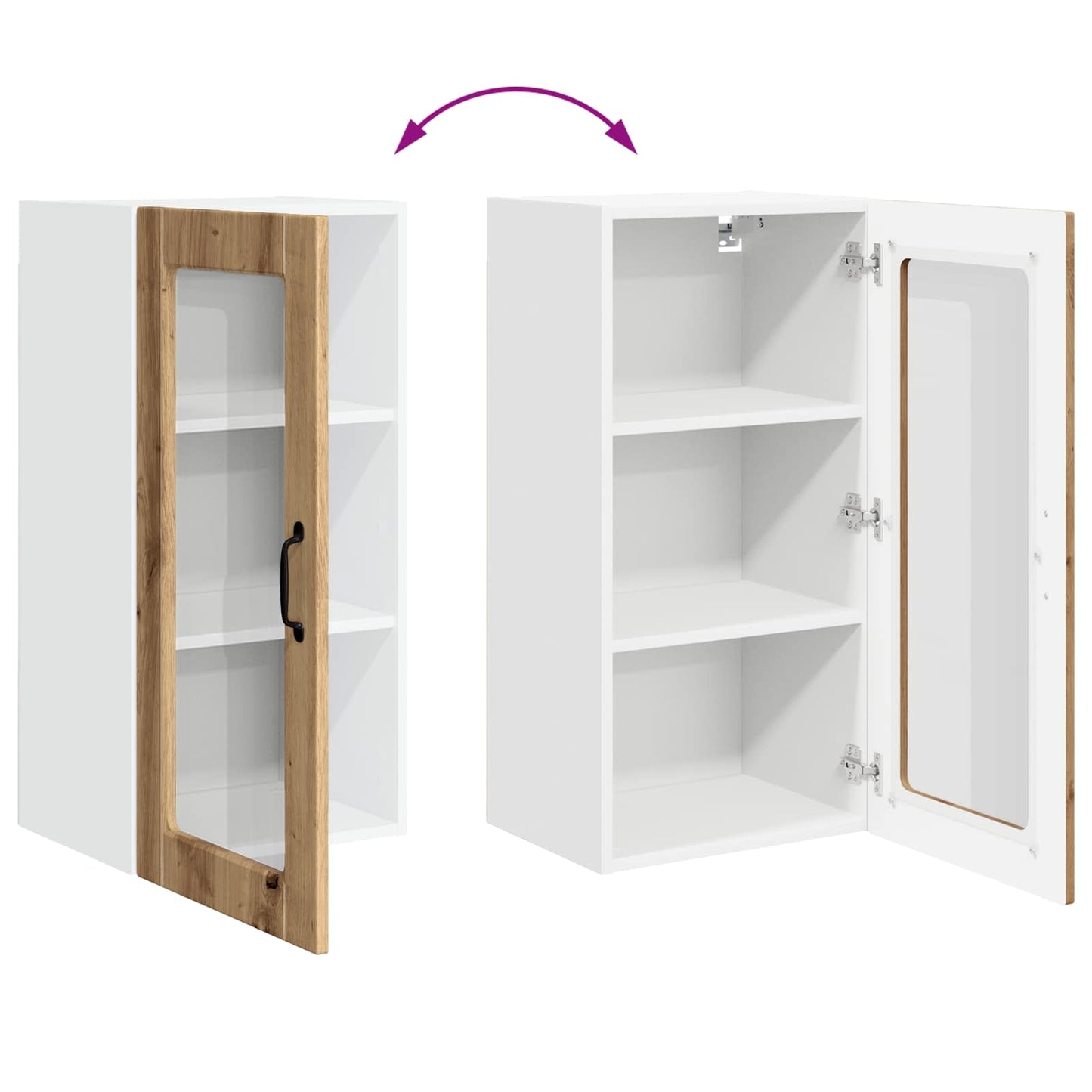 Wall Glass Cabinet LUCCA 2 pcs Artisan Oak 40 x 31 x 80 cm