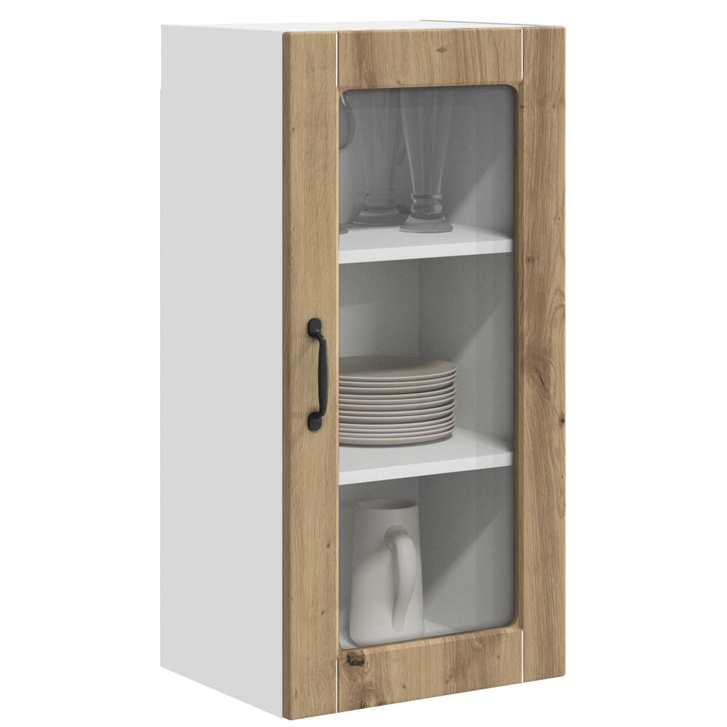Wall Glass Cabinet LUCCA 2 pcs Artisan Oak 40 x 31 x 80 cm