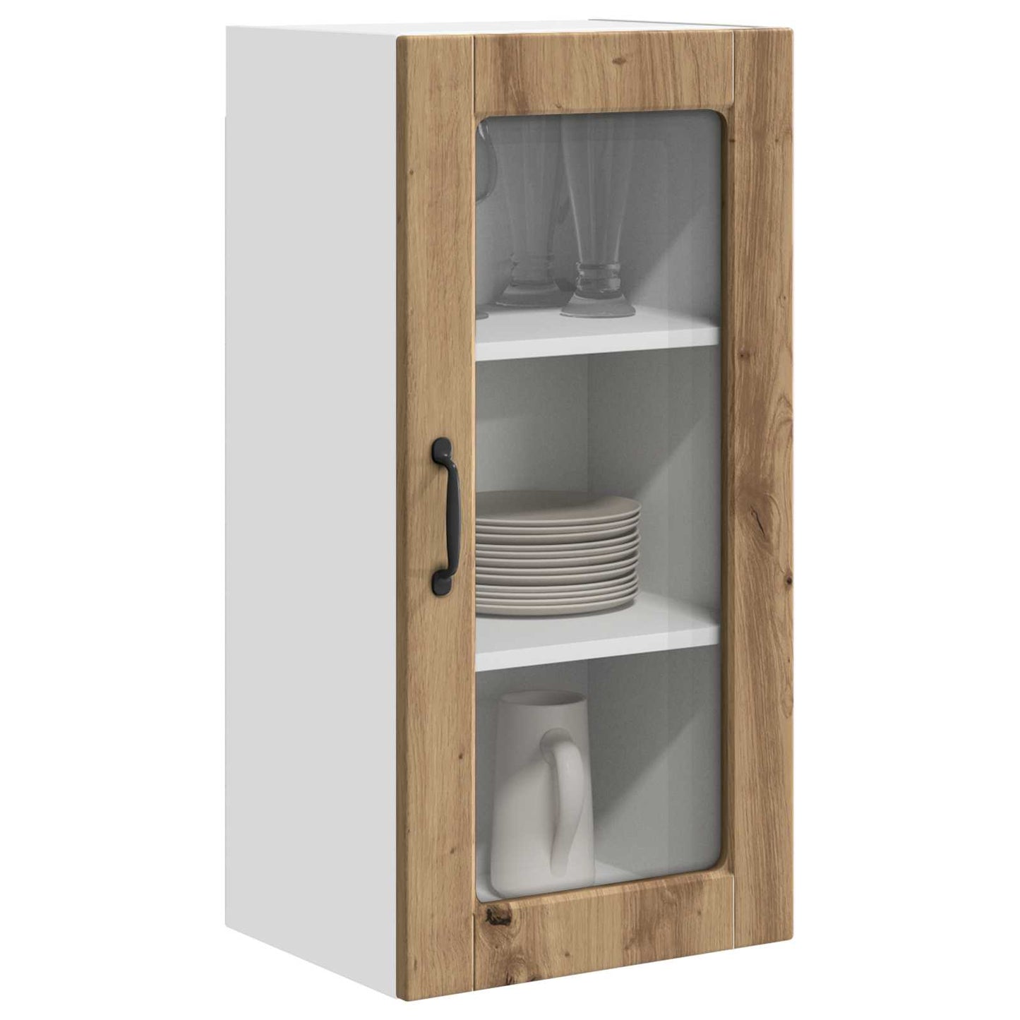 Wall Glass Cabinet LUCCA 2 pcs Artisan Oak Engineered Wood
