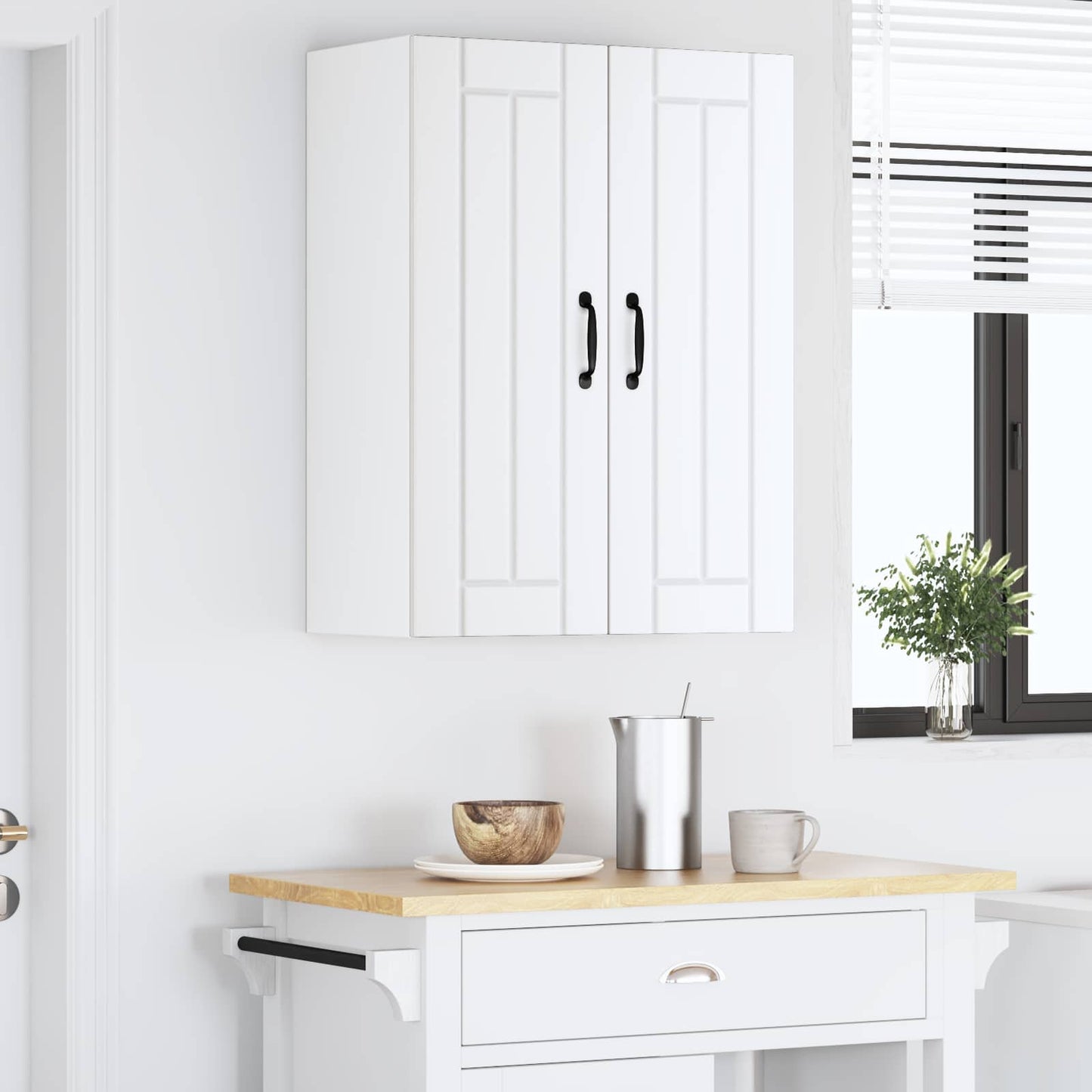 Wall Cabinet LUCCA 2 pcs White Engineered Wood