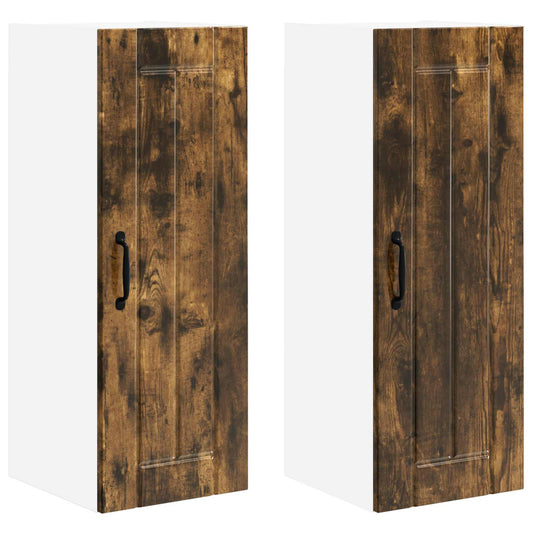 Wall Cabinet LUCCA 2 pcs Smoked Oak Engineered Wood
