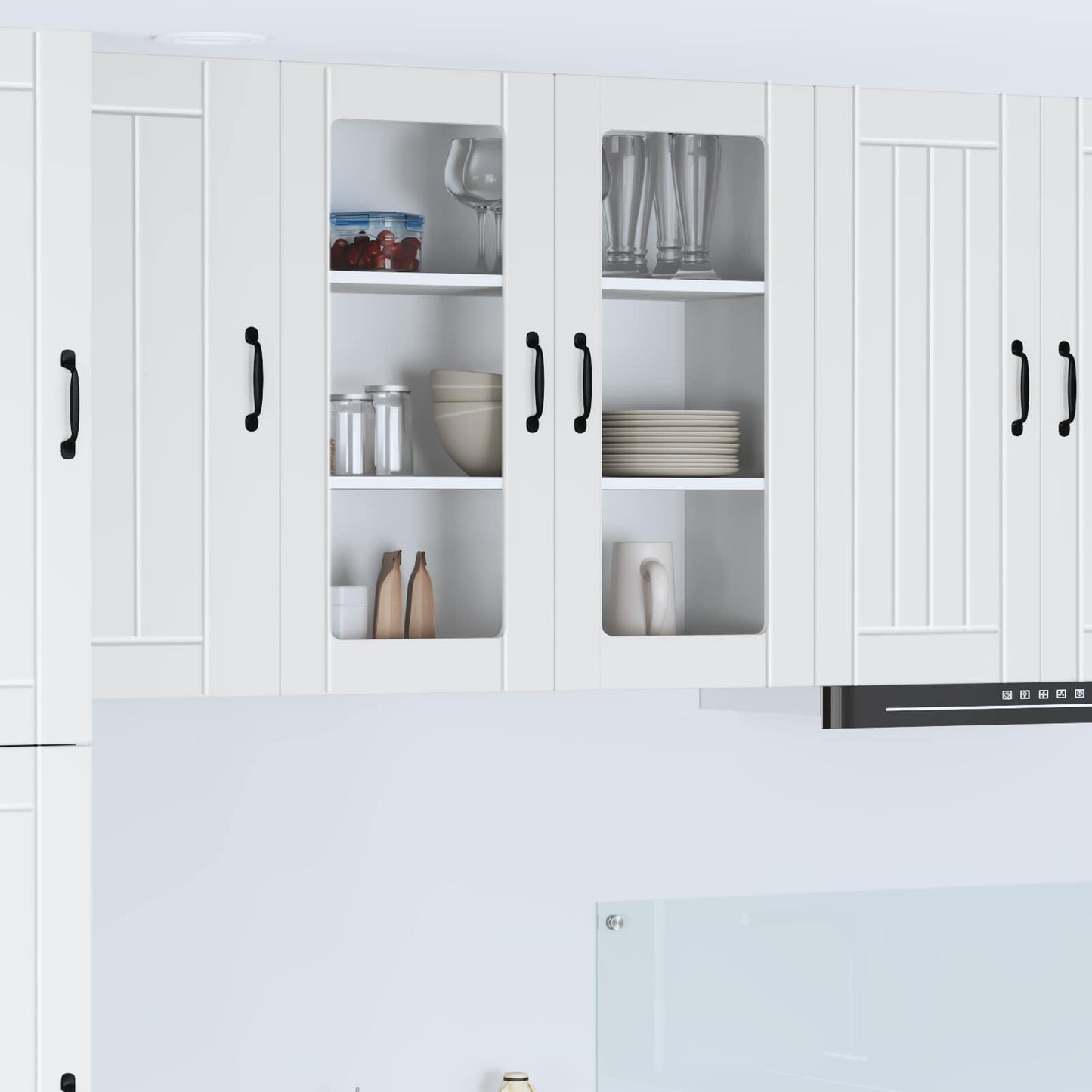 Wall Glass Cabinet LUCCA White 80 x 31 x 80 cm Engineered Wood