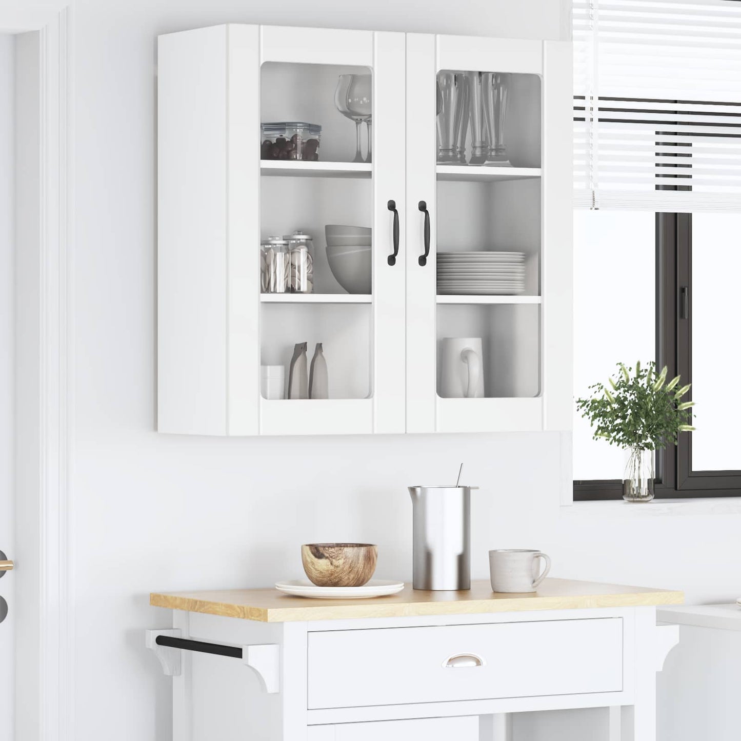 Wall Glass Cabinet LUCCA White 80 x 31 x 80 cm Engineered Wood
