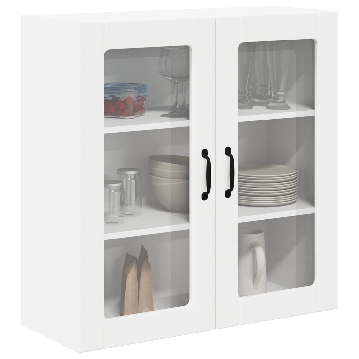 Wall Glass Cabinet LUCCA White 80 x 31 x 80 cm Engineered Wood