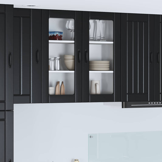 Wall Glass Cabinet LUCCA Black 80 x 31 x 80 cm Engineered Wood