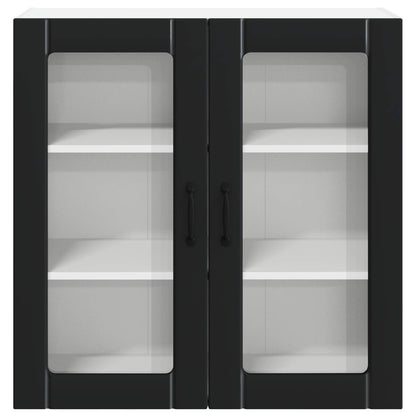 Wall Glass Cabinet LUCCA Black 80 x 31 x 80 cm Engineered Wood
